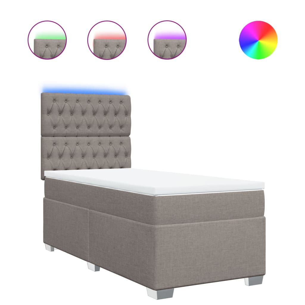 Κρεβάτι Boxspring με Στρώμα Taupe 90x200 εκ. Υφασμάτινο - Pakobazaar