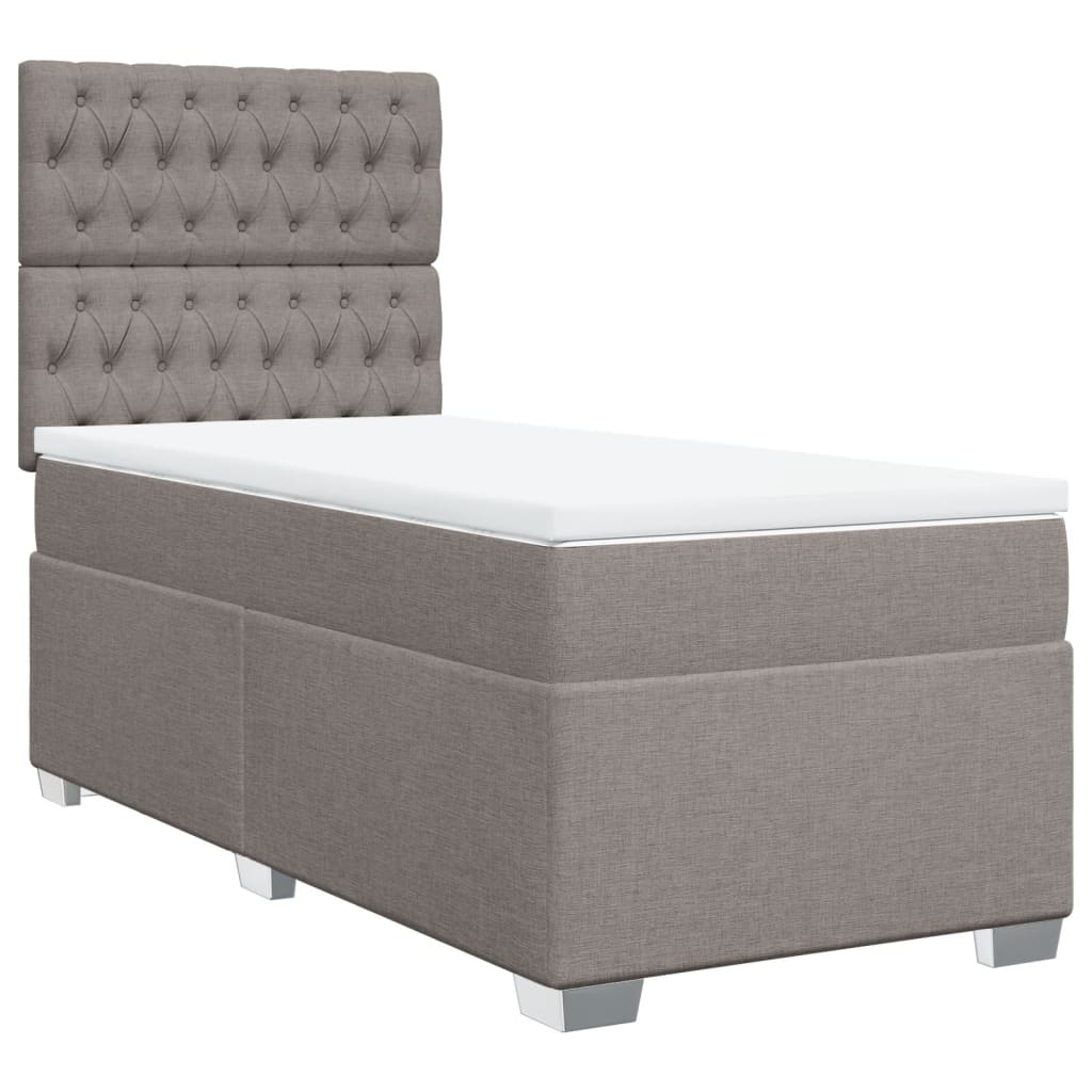 Κρεβάτι Boxspring με Στρώμα Taupe 90x200 εκ. Υφασμάτινο - Pakobazaar