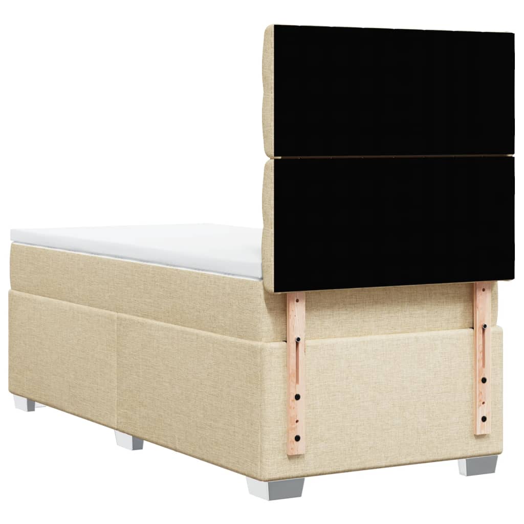 Κρεβάτι Boxspring με Στρώμα Κρεμ 90x200 εκ.Υφασμάτινο - Pakobazaar