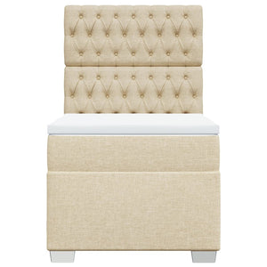 Κρεβάτι Boxspring με Στρώμα Κρεμ 90x200 εκ.Υφασμάτινο - Pakobazaar
