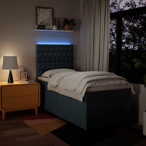 Κρεβάτι Boxspring με Στρώμα Μπλε 90x200 εκ.Υφασμάτινο