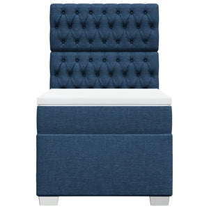 Κρεβάτι Boxspring με Στρώμα Μπλε 90x200 εκ.Υφασμάτινο