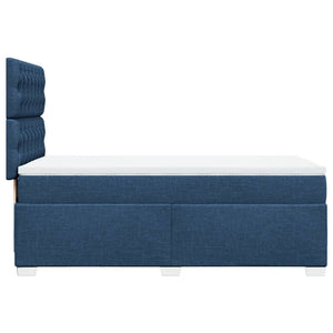 Κρεβάτι Boxspring με Στρώμα Μπλε 90x200 εκ.Υφασμάτινο