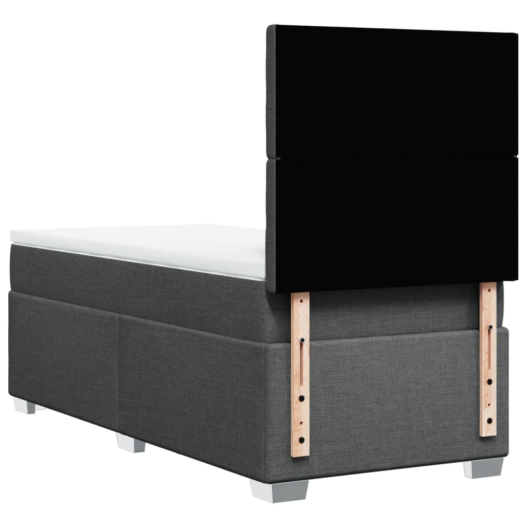 Κρεβάτι Boxspring με Στρώμα Σκούρο Γκρι 90x200 εκ. Υφασμάτινο - Pakobazaar