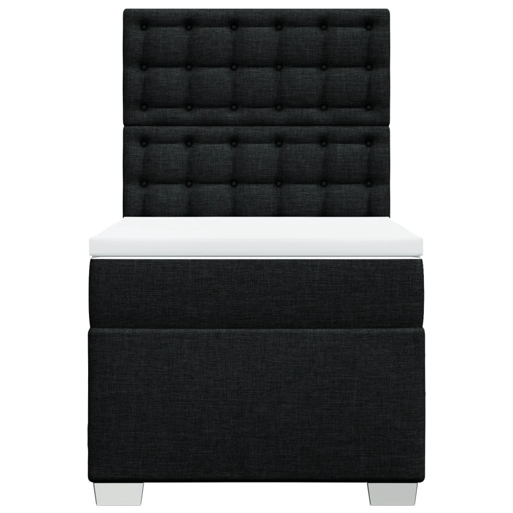 Κρεβάτι Boxspring με Στρώμα Μαύρο 90x200 εκ. Υφασμάτινο - Pakobazaar