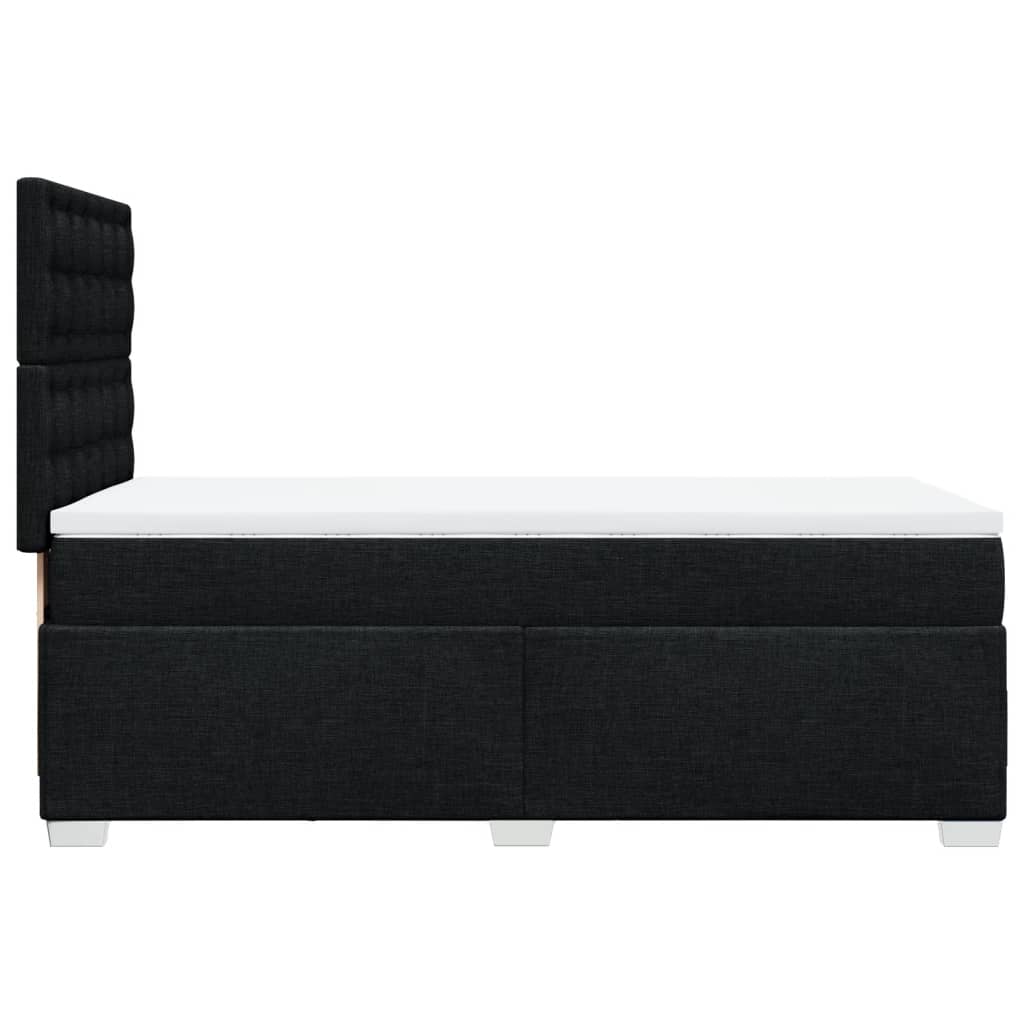 Κρεβάτι Boxspring με Στρώμα Μαύρο 90x200 εκ. Υφασμάτινο - Pakobazaar