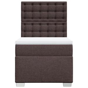 Κρεβάτι Boxspring με Στρώμα Σκούρο Καφέ 90x200 εκ. Υφασμάτινο
