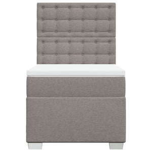 Κρεβάτι Boxspring με Στρώμα Taupe 90x200 εκ. Υφασμάτινο - Pakobazaar