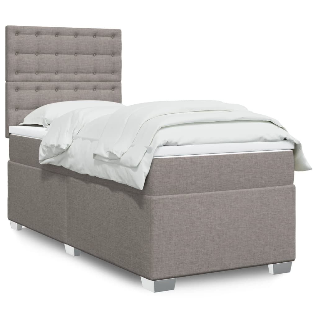 Κρεβάτι Boxspring με Στρώμα Taupe 90x200 εκ. Υφασμάτινο - Pakobazaar
