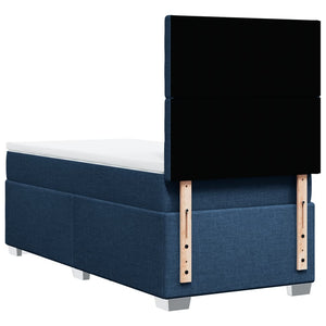Κρεβάτι Boxspring με Στρώμα Μπλε 90x200 εκ.Υφασμάτινο