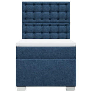 Κρεβάτι Boxspring με Στρώμα Μπλε 90x200 εκ.Υφασμάτινο