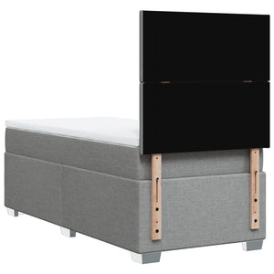 Κρεβάτι Boxspring με Στρώμα Ανοιχτό Γκρι 100x200 εκ. Υφασμάτινο