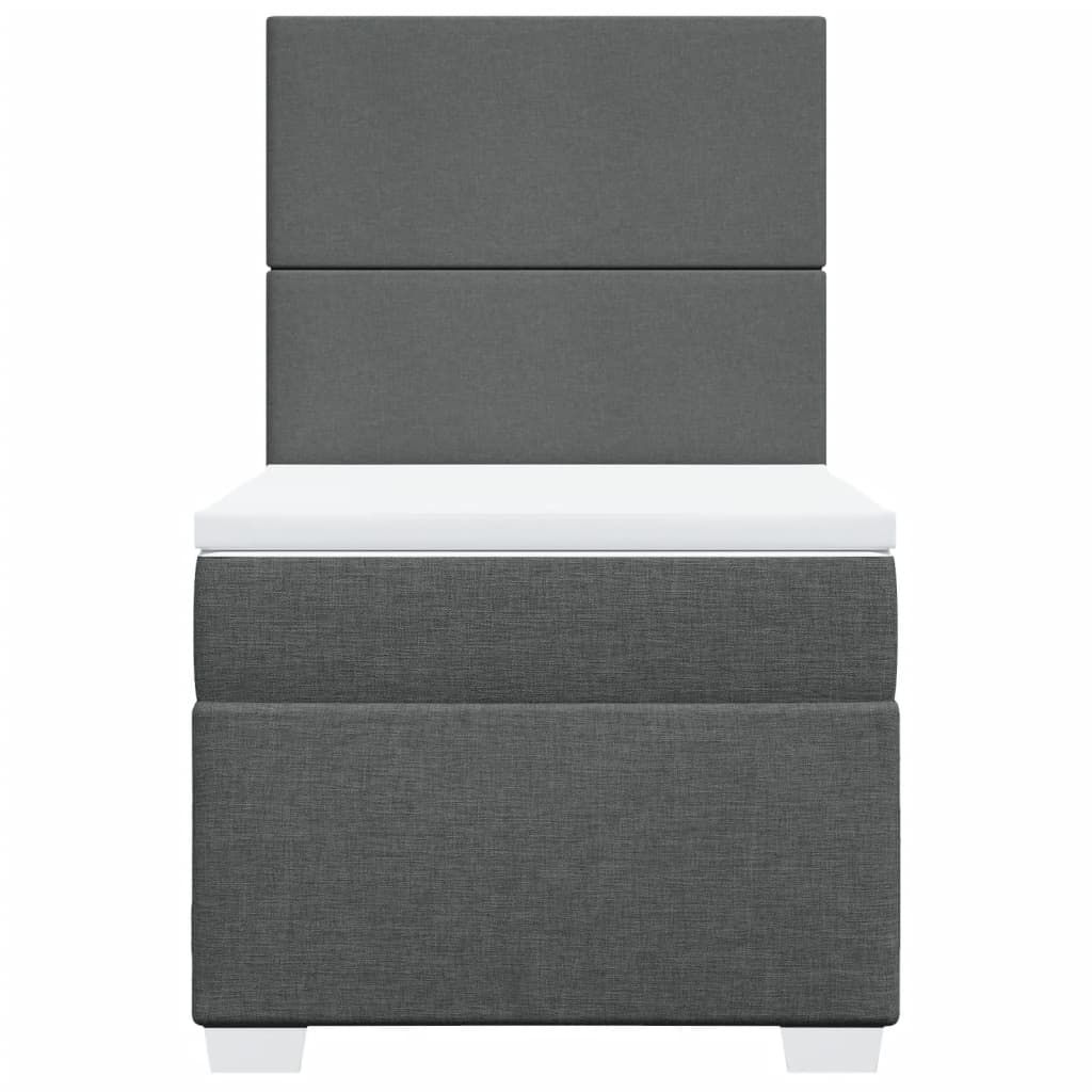 Κρεβάτι Boxspring με Στρώμα Σκούρο Γκρι 100x200 εκ. Υφασμάτινο - Pakobazaar