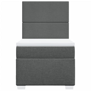 Κρεβάτι Boxspring με Στρώμα Σκούρο Γκρι 100x200 εκ. Υφασμάτινο - Pakobazaar
