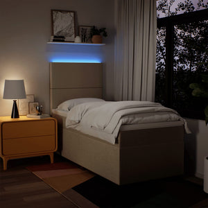 Κρεβάτι Boxspring με Στρώμα Κρεμ 100 x 200 εκ. Υφασμάτινο