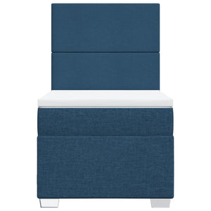 Κρεβάτι Boxspring με Στρώμα Μπλε 100 x 200 εκ. Υφασμάτινο