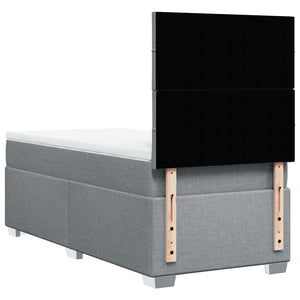 Κρεβάτι Boxspring με Στρώμα Ανοιχτό Γκρι 100x200 εκ. Υφασμάτινο