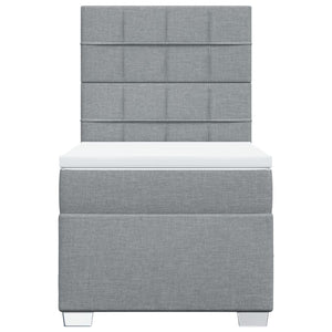 Κρεβάτι Boxspring με Στρώμα Ανοιχτό Γκρι 100x200 εκ. Υφασμάτινο