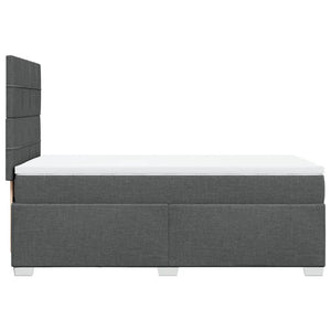Κρεβάτι Boxspring με Στρώμα Σκούρο Γκρι 100x200 εκ. Υφασμάτινο - Pakobazaar