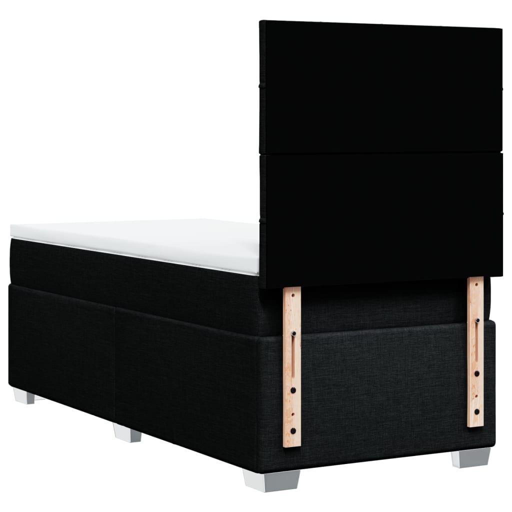 Κρεβάτι Boxspring με Στρώμα Μαύρο 100 x 200 εκ. Υφασμάτινο - Pakobazaar