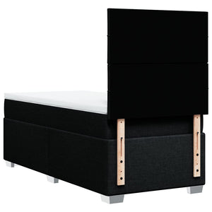 Κρεβάτι Boxspring με Στρώμα Μαύρο 100 x 200 εκ. Υφασμάτινο - Pakobazaar