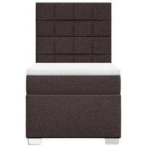 Κρεβάτι Boxspring με Στρώμα Σκούρο Καφέ 100x200 εκ. Υφασμάτινο