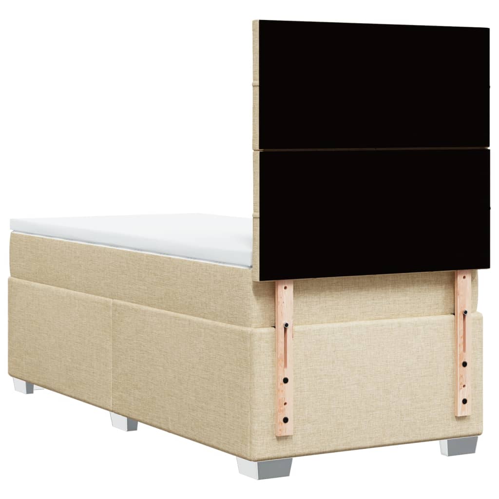 Κρεβάτι Boxspring με Στρώμα Κρεμ 100 x 200 εκ. Υφασμάτινο
