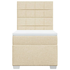 Κρεβάτι Boxspring με Στρώμα Κρεμ 100 x 200 εκ. Υφασμάτινο