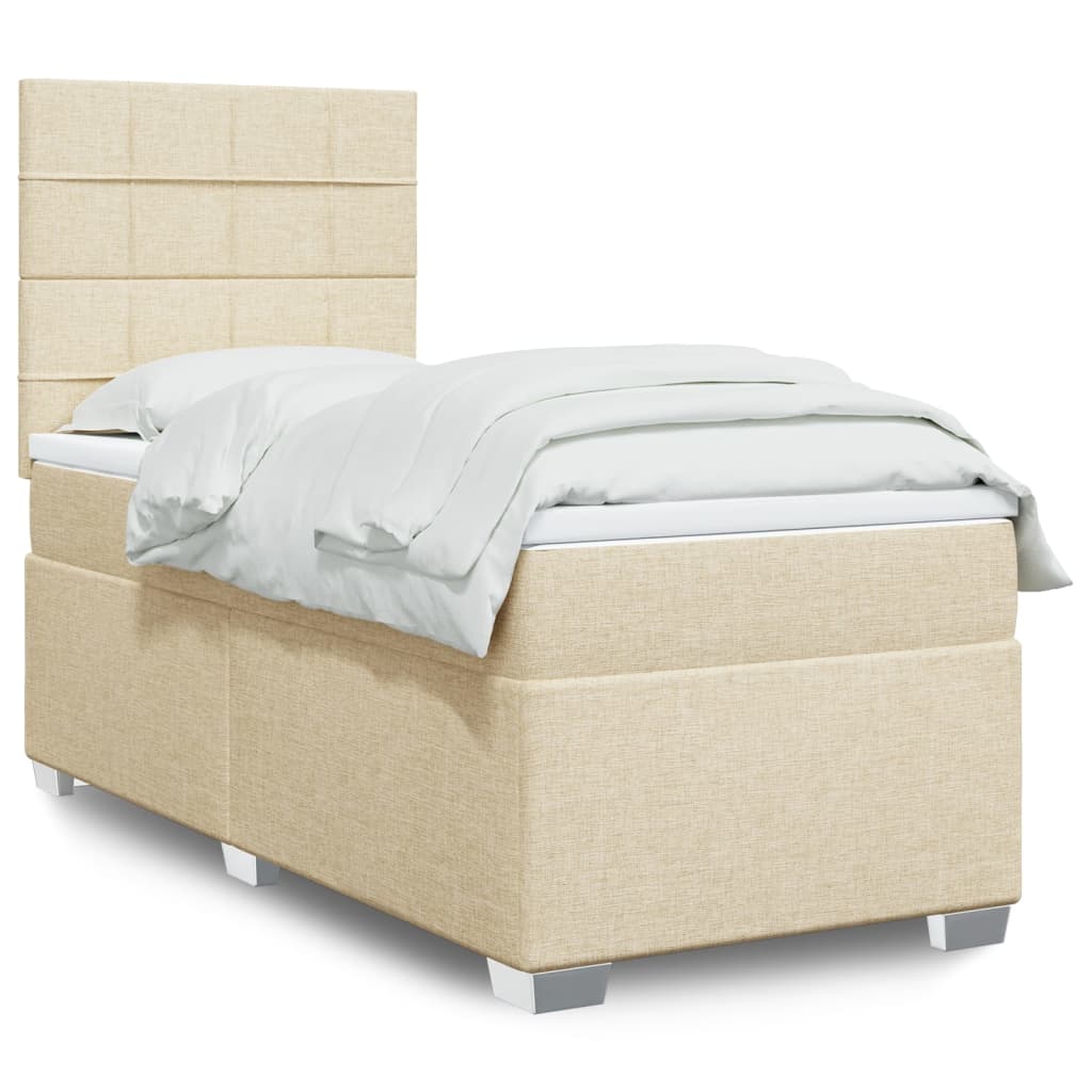 Κρεβάτι Boxspring με Στρώμα Κρεμ 100 x 200 εκ. Υφασμάτινο