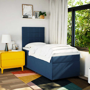 Κρεβάτι Boxspring με Στρώμα Μπλε 100 x 200 εκ. Υφασμάτινο