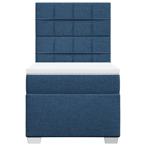 Κρεβάτι Boxspring με Στρώμα Μπλε 100 x 200 εκ. Υφασμάτινο