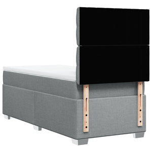 Κρεβάτι Boxspring με Στρώμα Ανοιχτό Γκρι 100x200 εκ. Υφασμάτινο - Pakobazaar