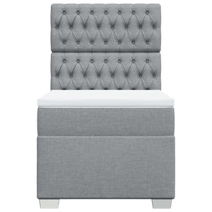 Κρεβάτι Boxspring με Στρώμα Ανοιχτό Γκρι 100x200 εκ. Υφασμάτινο - Pakobazaar