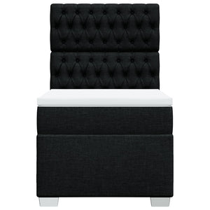 Κρεβάτι Boxspring με Στρώμα Μαύρο 100 x 200 εκ. Υφασμάτινο - Pakobazaar