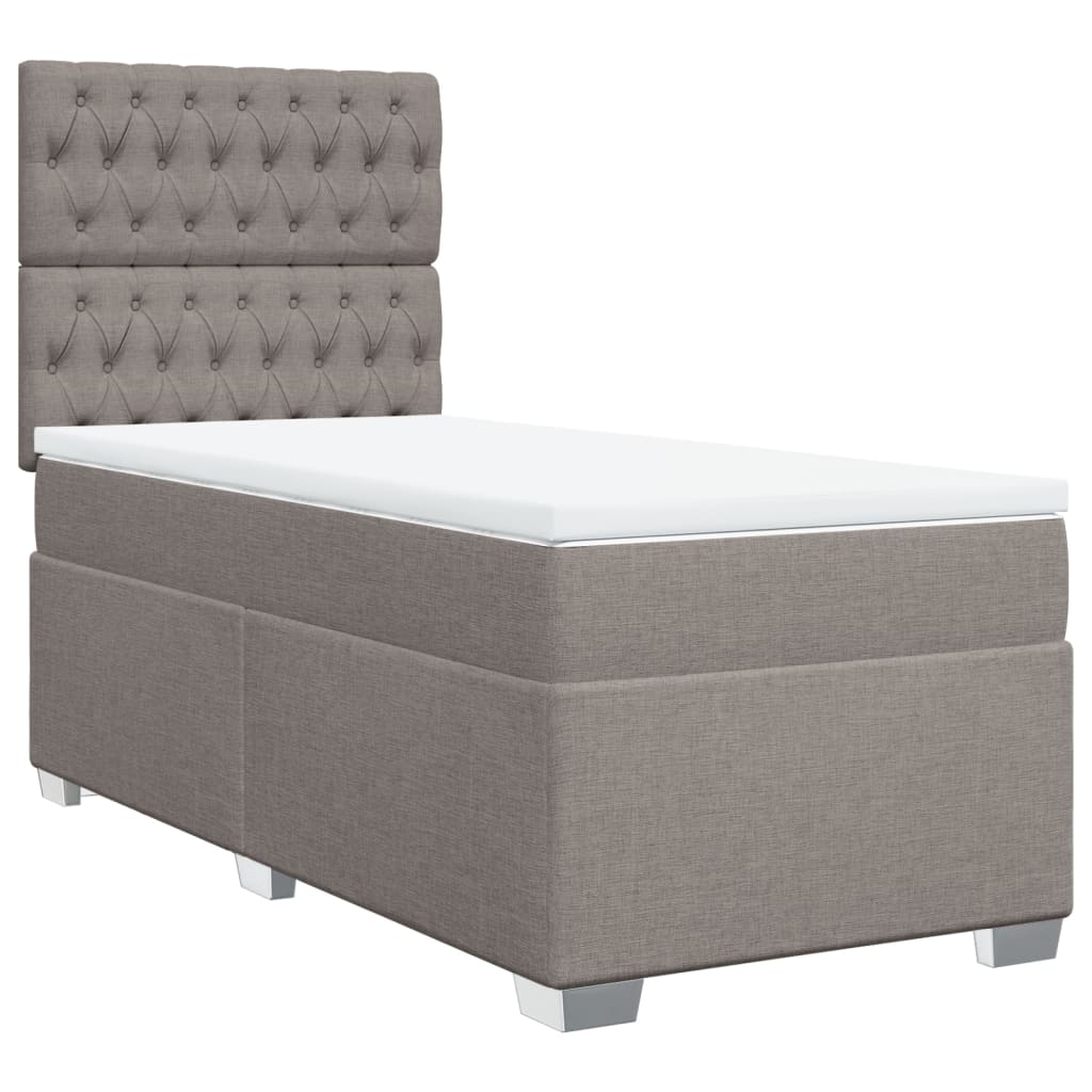 Κρεβάτι Boxspring με Στρώμα Taupe 100 x 200 εκ. Υφασμάτινο