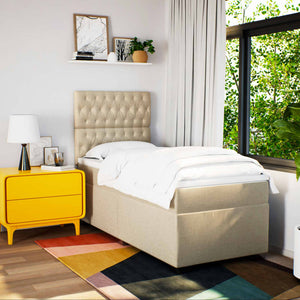 Κρεβάτι Boxspring με Στρώμα Κρεμ 100 x 200 εκ. Υφασμάτινο