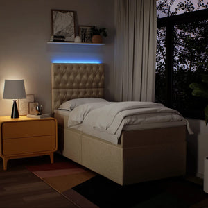 Κρεβάτι Boxspring με Στρώμα Κρεμ 100 x 200 εκ. Υφασμάτινο