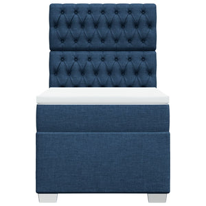 Κρεβάτι Boxspring με Στρώμα Μπλε 100 x 200 εκ. Υφασμάτινο