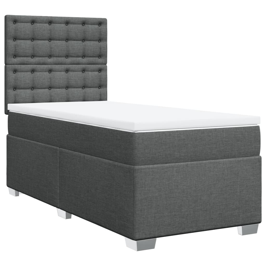 Κρεβάτι Boxspring με Στρώμα Σκούρο Γκρι 100x200 εκ. Υφασμάτινο - Pakobazaar