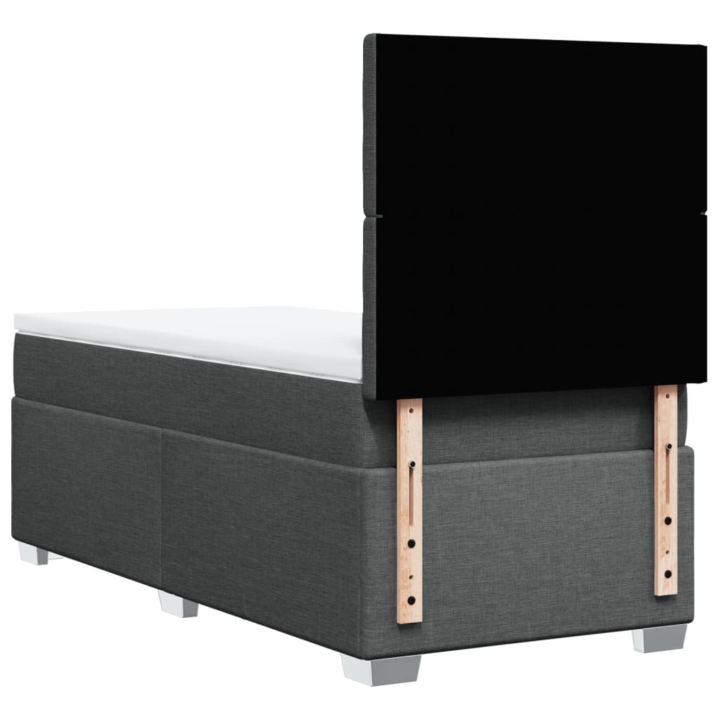 Κρεβάτι Boxspring με Στρώμα Σκούρο Γκρι 100x200 εκ. Υφασμάτινο - Pakobazaar