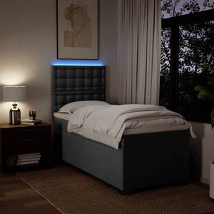 Κρεβάτι Boxspring με Στρώμα Σκούρο Γκρι 100x200 εκ. Υφασμάτινο - Pakobazaar