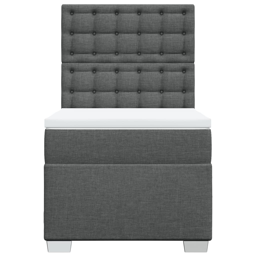 Κρεβάτι Boxspring με Στρώμα Σκούρο Γκρι 100x200 εκ. Υφασμάτινο - Pakobazaar