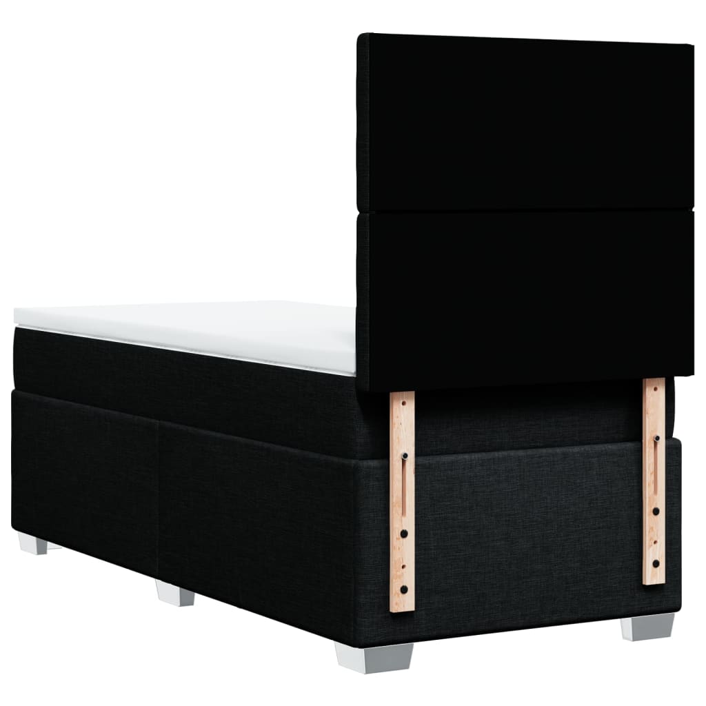 Κρεβάτι Boxspring με Στρώμα Μαύρο 100 x 200 εκ. Υφασμάτινο - Pakobazaar