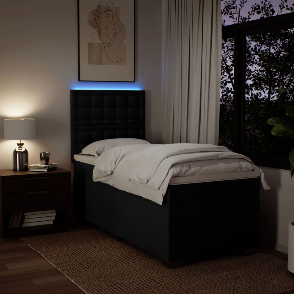 Κρεβάτι Boxspring με Στρώμα Μαύρο 100 x 200 εκ. Υφασμάτινο - Pakobazaar