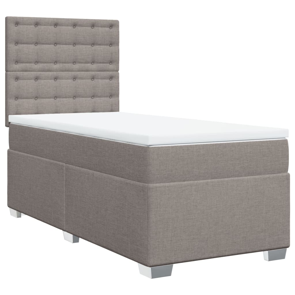 Κρεβάτι Boxspring με Στρώμα Taupe 100 x 200 εκ. Υφασμάτινο - Pakobazaar