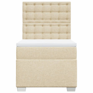 Κρεβάτι Boxspring με Στρώμα Κρεμ 100 x 200 εκ. Υφασμάτινο