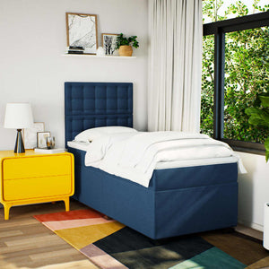 Κρεβάτι Boxspring με Στρώμα Μπλε 100 x 200 εκ. Υφασμάτινο