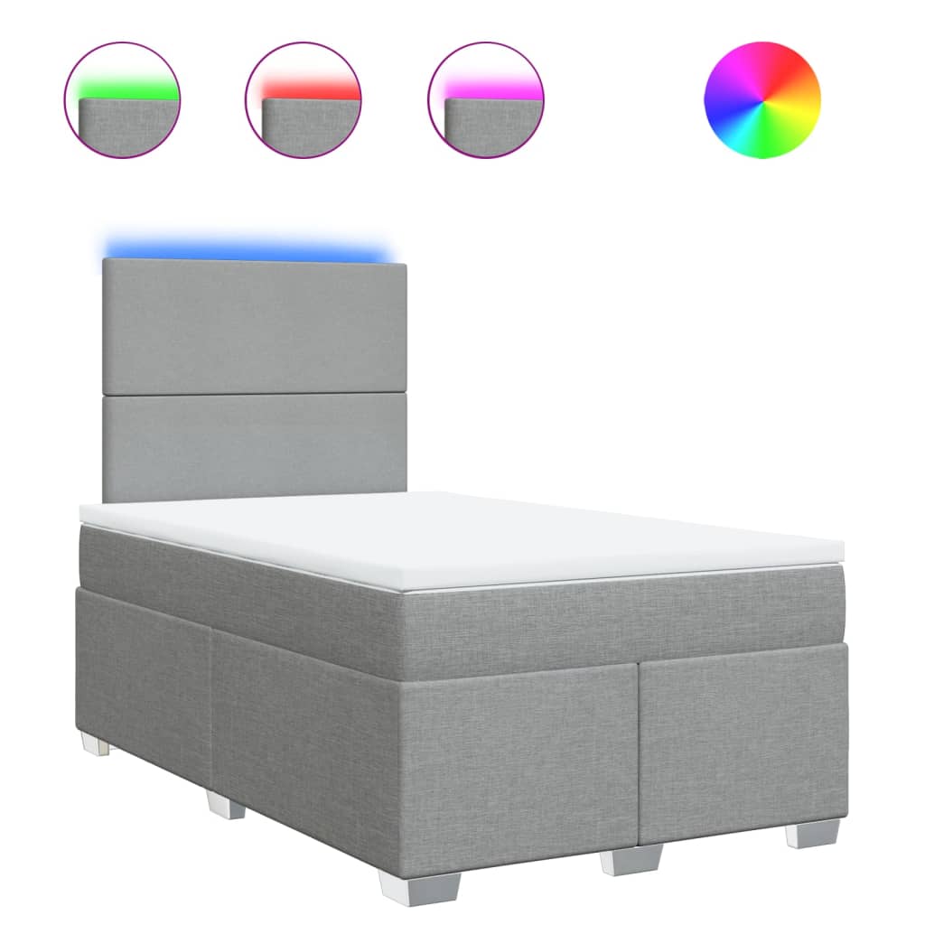 Κρεβάτι Boxspring με Στρώμα Ανοιχτό Γκρι 120x190 εκ. Υφασμάτινο - Pakobazaar