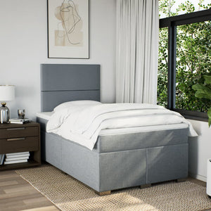 Κρεβάτι Boxspring με Στρώμα Ανοιχτό Γκρι 120x190 εκ. Υφασμάτινο - Pakobazaar