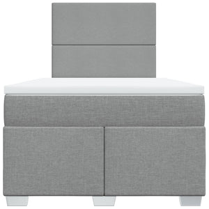 Κρεβάτι Boxspring με Στρώμα Ανοιχτό Γκρι 120x190 εκ. Υφασμάτινο - Pakobazaar